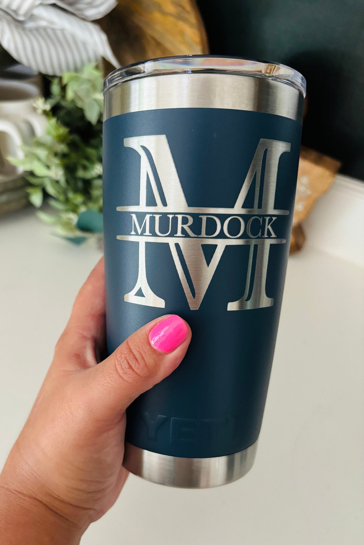 Cup with Initial | YETI 20 on.cup| Tumbler for Dad| Personalized Initial Tumbler| Stainless Steel Cup| Custom Insulated Tumbler|