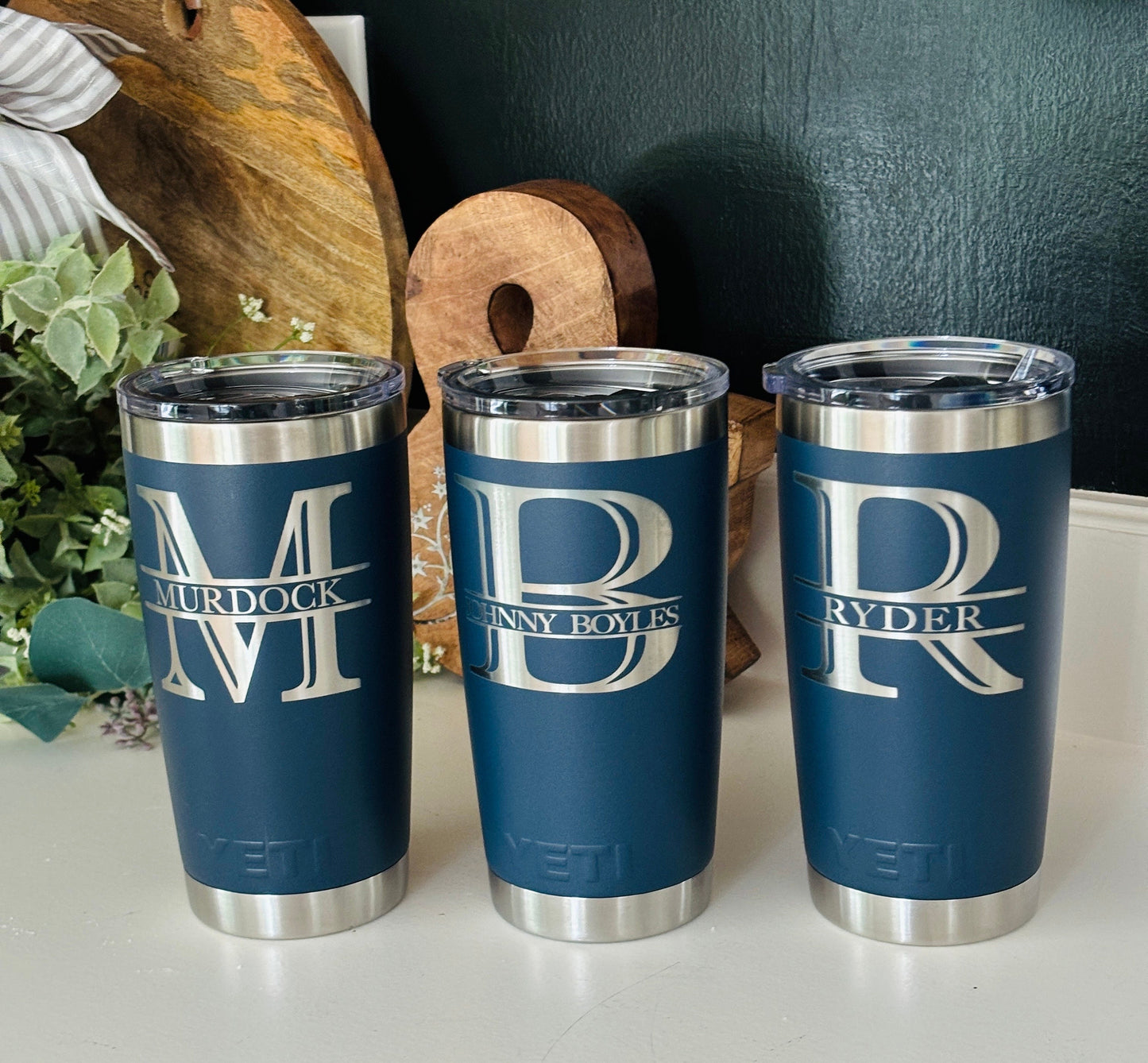 Cup with Initial | YETI 20 on.cup| Tumbler for Dad| Personalized Initial Tumbler| Stainless Steel Cup| Custom Insulated Tumbler|