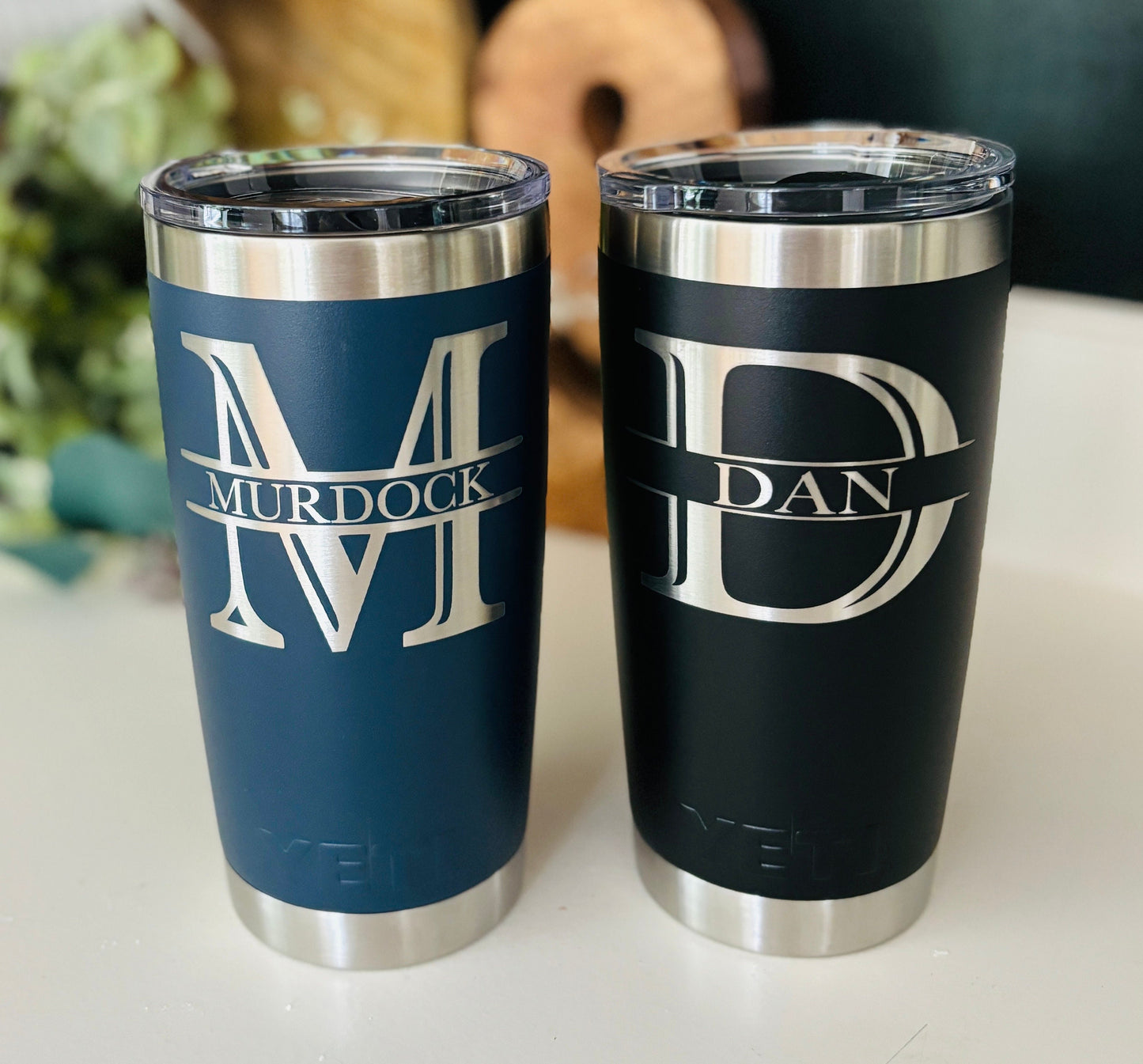 YETI 20 on.cup| Tumbler for Dad| Personalized Initial Tumbler| Stainless Steel Cup| Custom Insulated Tumbler|